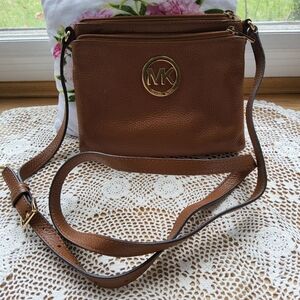 Michael Kors Crossbody Bag Small Brown With Gold Accents